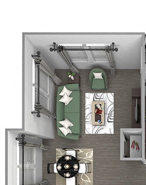 Quinn Crossing - Blue Ridge - 1 bedroom - 1 bath - 3D floor plan Quinn Crossing - Blue Ridge - 1 bedroom - 1 bath - 3D floor plan